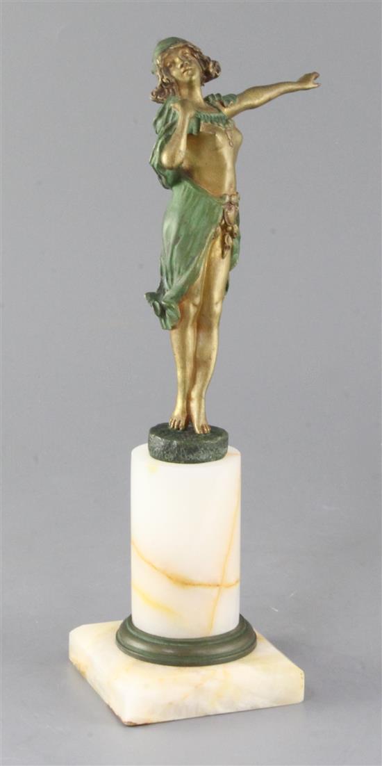 Georges Flamand (1895 -1925). An Art Deco bronze figure of a dancer 11.75in.